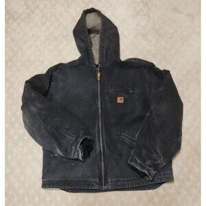Vintage Carhartt J141 Sierra Jacket Men's XL Black Faded Sherpa Lined Workwear